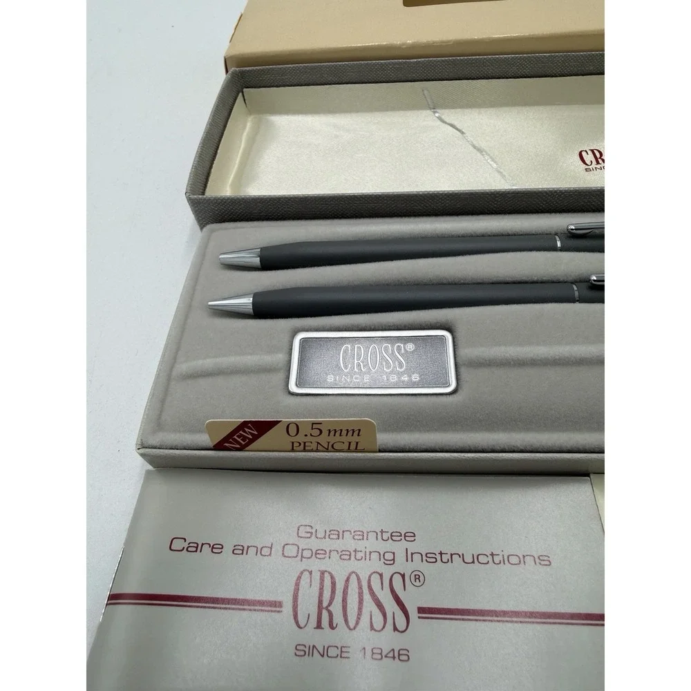 Vintage Cross Pen Set 3501 Ballpoint Pen & Mechanical Pencil Chrome Boxed New